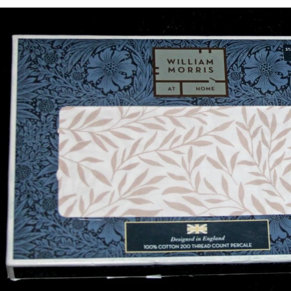 William Morris Leaf Plaster Beige Cotton STANDARD Pillowcase Set 2pc